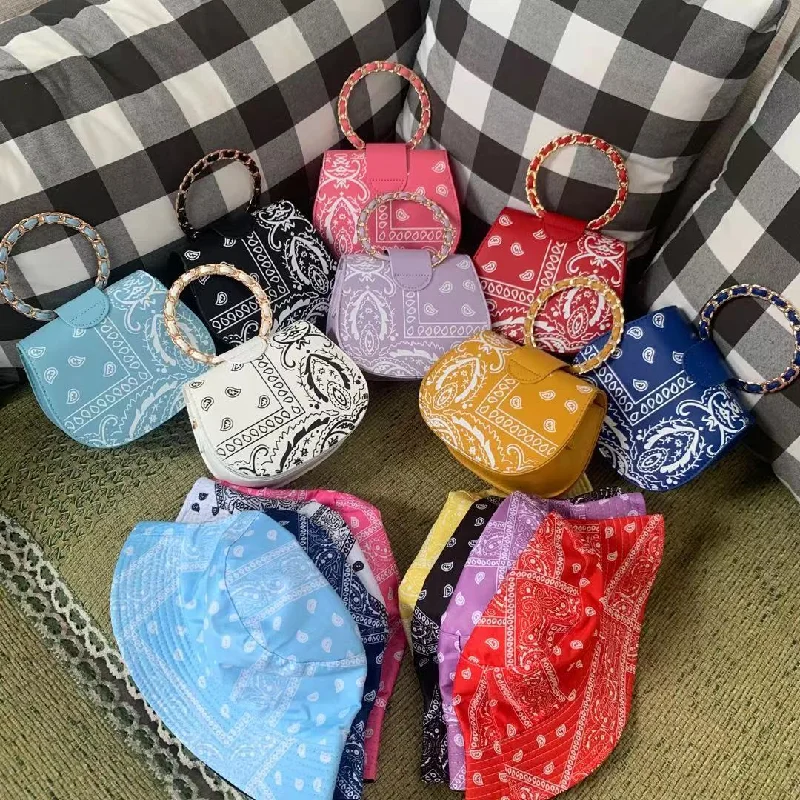 New Style Matching Bucket Hats And Bandana Purse Set Designer Purses And Handbags Ladies Hand Bags Women Purses 2021 BM049