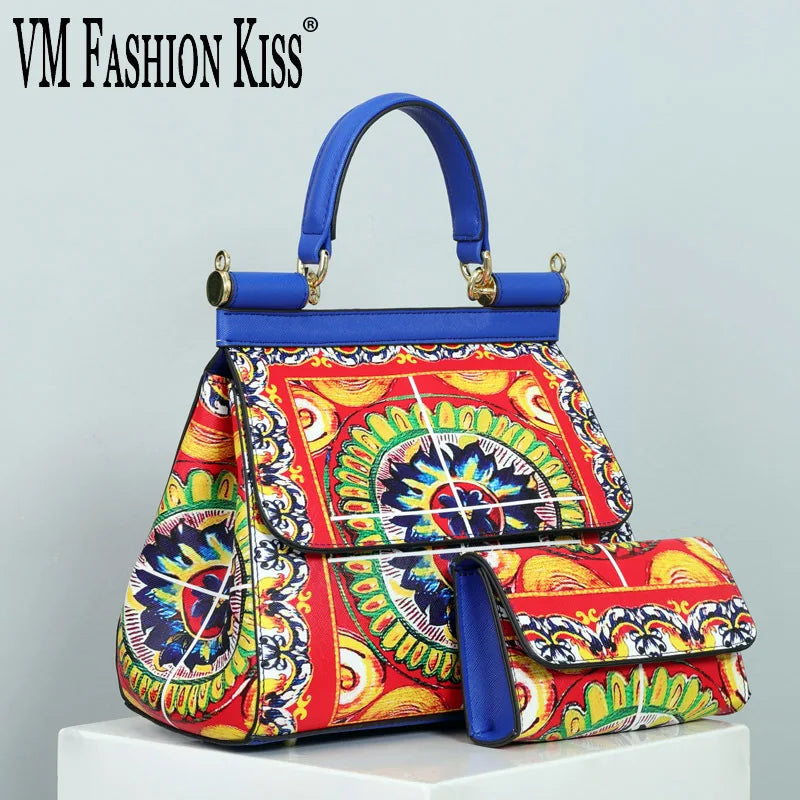 VM FASHION KISS Classic Crossbody Bags For Women Frame Handbags And Purses Set Luxury Wallet Suit Printing Shoulder Totes Ladies