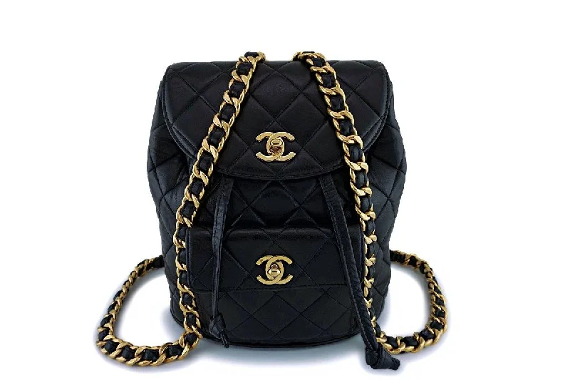 Chanel Vintage Black Lambskin Classic Backpack Bag 24k GHW