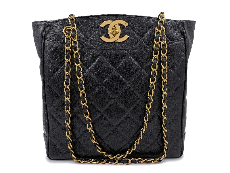 Chanel 1994 Vintage Caviar CC Clasp Shopper Tote Bag 24k GHW