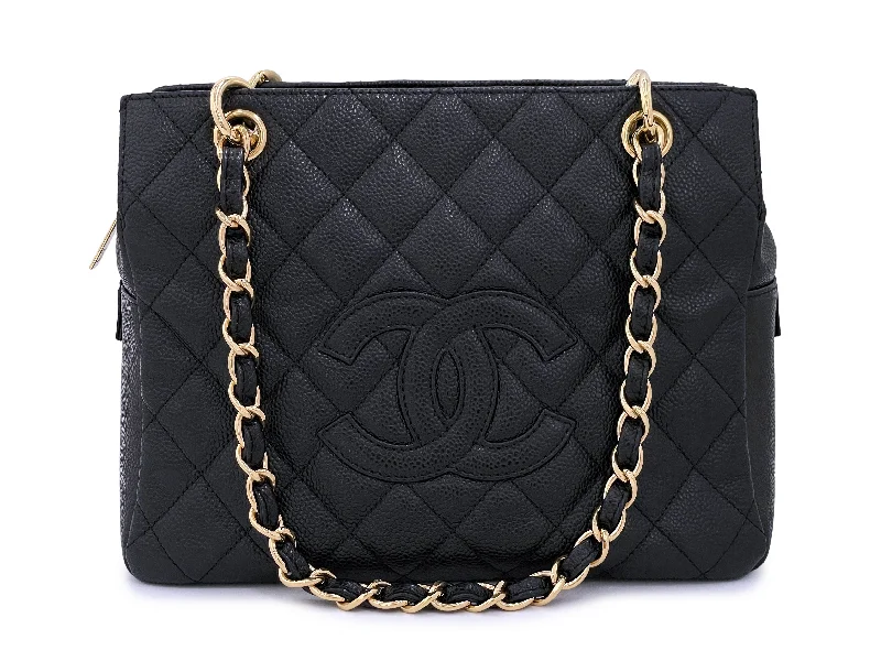 Chanel 2002 Vintage Black Caviar Petite Timeless Shopper Tote PTT Bag 24k GHW