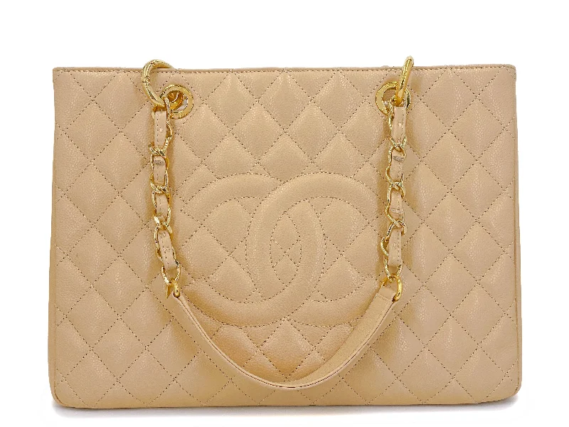 Pristine 2014 Chanel Beige Caviar Grand Shopper Tote GST Bag GHW