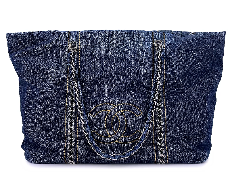 Chanel Vintage 2007 Denim Luxury Ligne Soft Tote Bag SHW