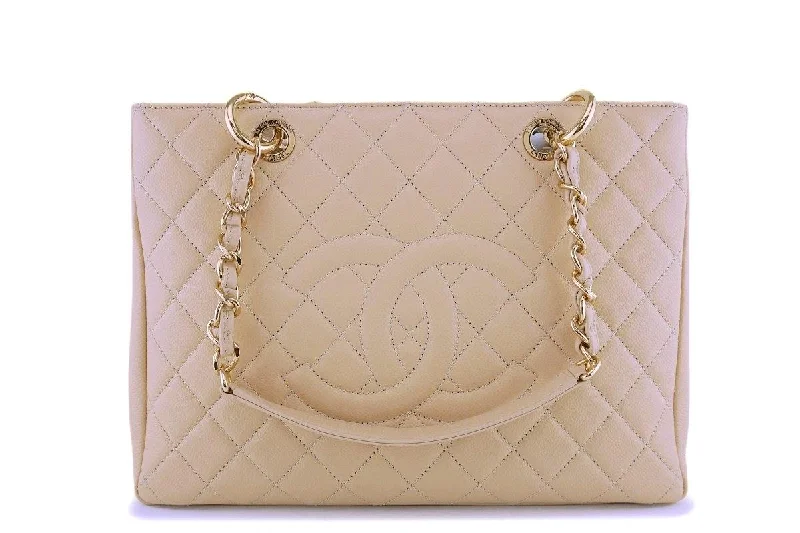 Chanel Beige Caviar Grand Shopper Tote GST Bag GHW