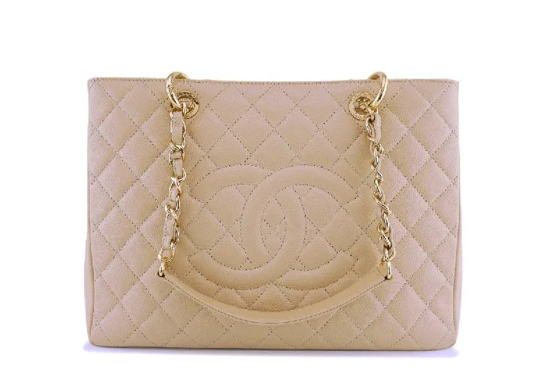 Chanel Beige Caviar Grand Shopper Tote GST Bag GHW