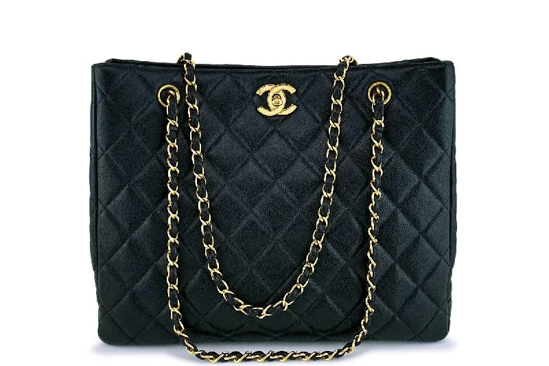 Chanel Black Caviar Classic Clasp Tote Bag 24k GHW