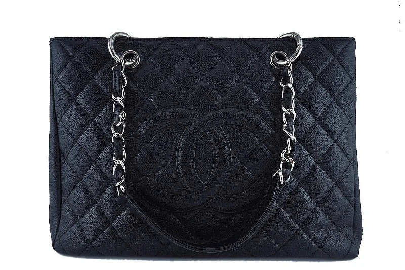 Chanel Black Caviar Classic Grand Shopper Tote GST Shopping Bag SHW