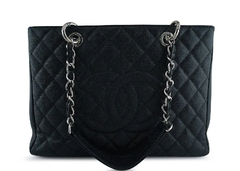 Chanel Black Caviar Classic Grand Shopper Tote GST Shopping Bag SHW