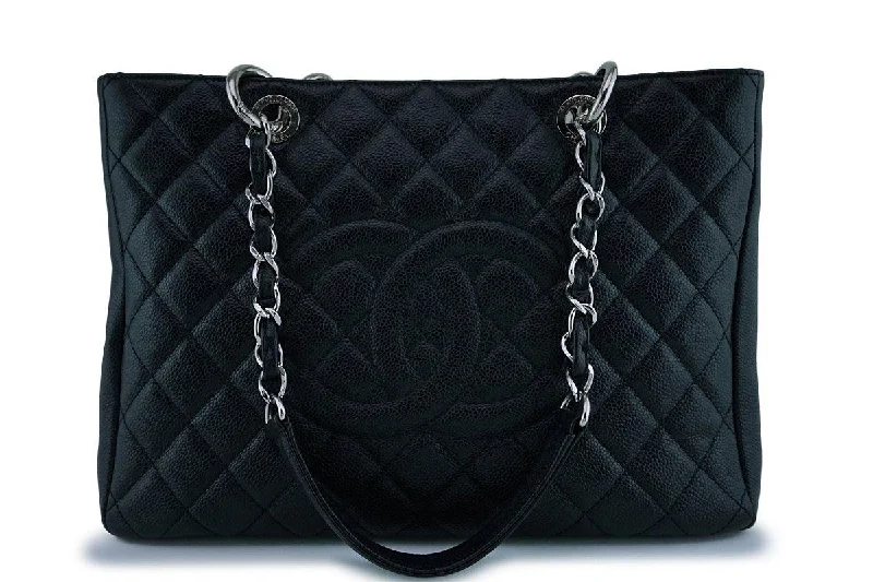 Chanel Black Caviar Classic Grand Shopper Tote GST Shopping Bag SHW