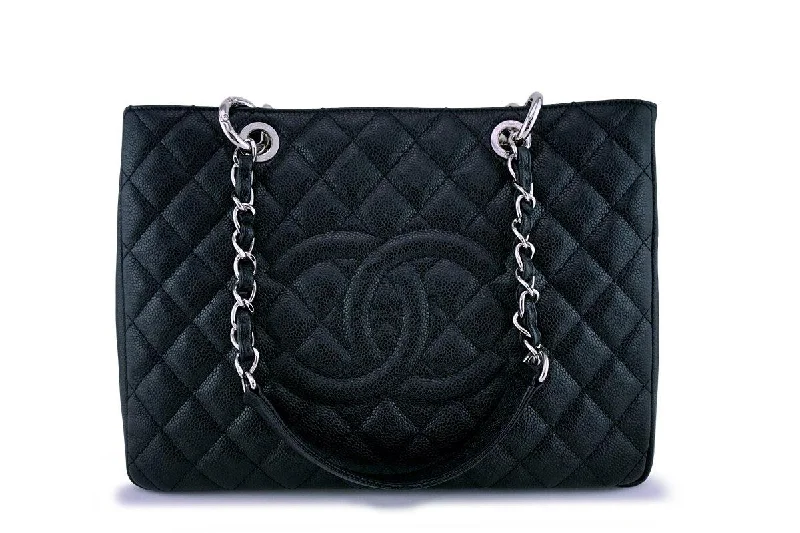 Chanel Black Caviar Classic Grand Shopper Tote GST Shopping Bag SHW