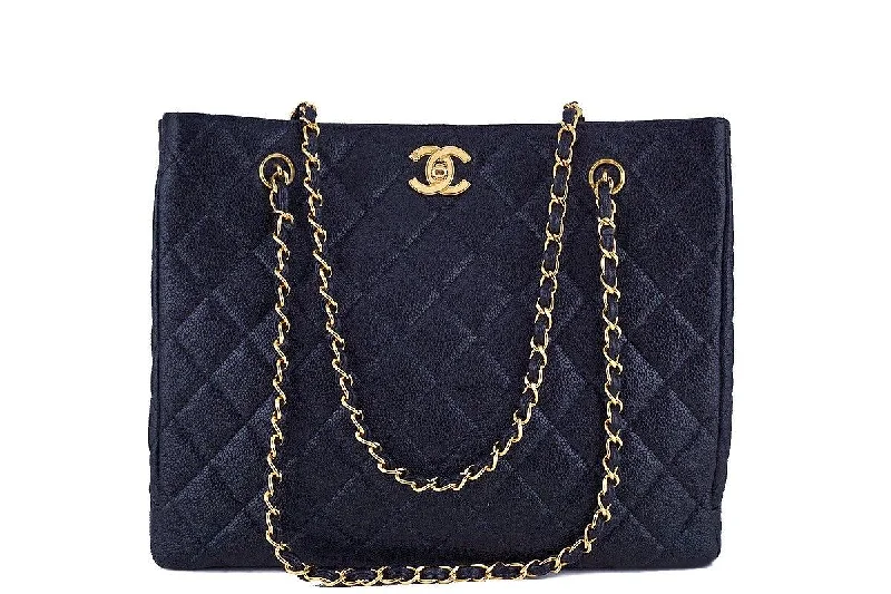 Chanel Black Caviar Classic Quilted Shopper Tote Bag