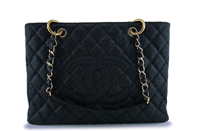 Chanel Black Caviar Grand Shopper Tote GST Bag 24k GHW