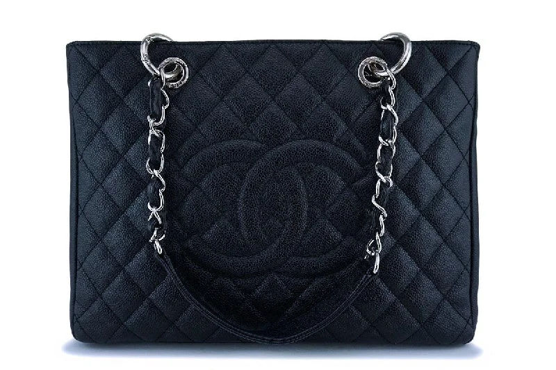 Chanel Black Caviar Grand Shopper Tote GST Bag SHW