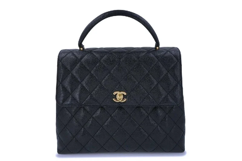 Chanel Black Caviar Large Kelly Flap Tote Bag 24k GHW