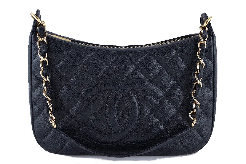 Chanel Black Caviar Quilted Camera Case Shopper Tote Bag