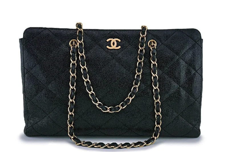 Chanel Black Caviar Quilted Large Shopper Tote Bag