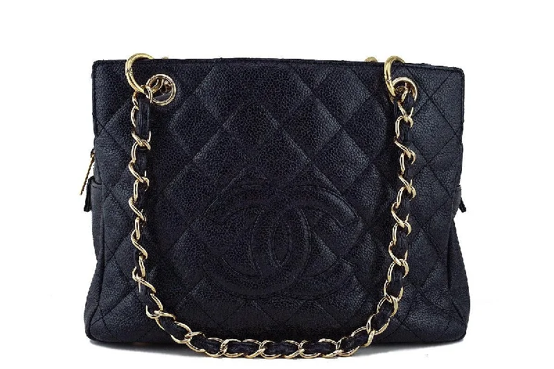 Chanel Black Caviar Quilted Timeless Shopper Tote Bag