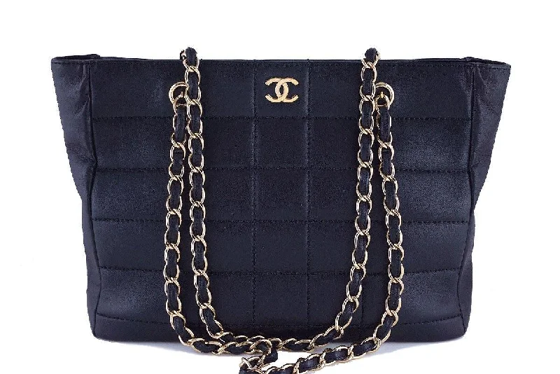 Chanel Black Classic Quilted Shopper Tote with Gold Chain Bag