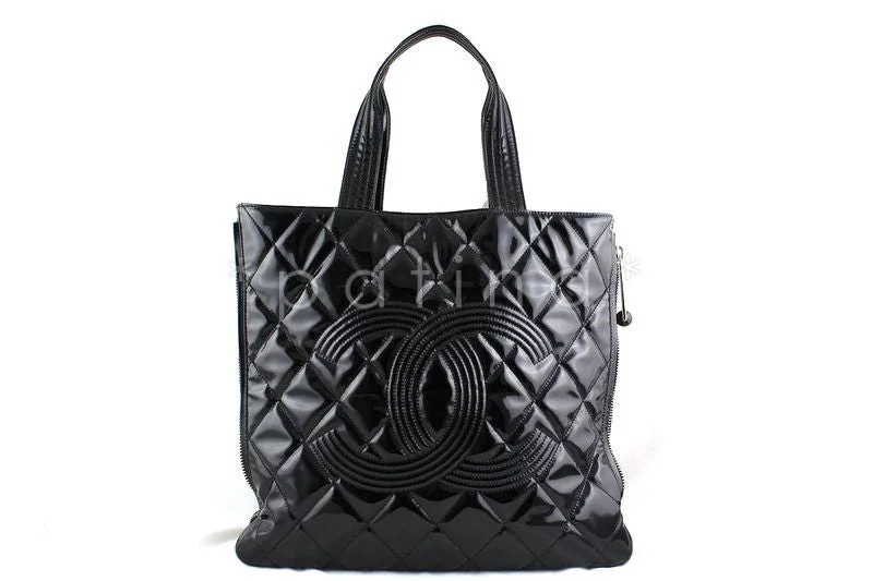 Chanel Black Large Patent Moscow Shopper Tote Bag