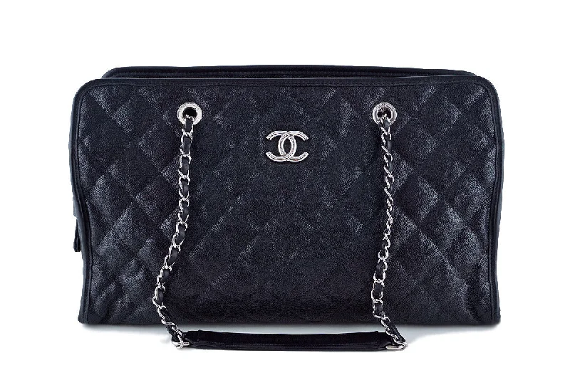 Chanel Black Quilted Caviar Grand CC Classic Shopper Tote GST Bag