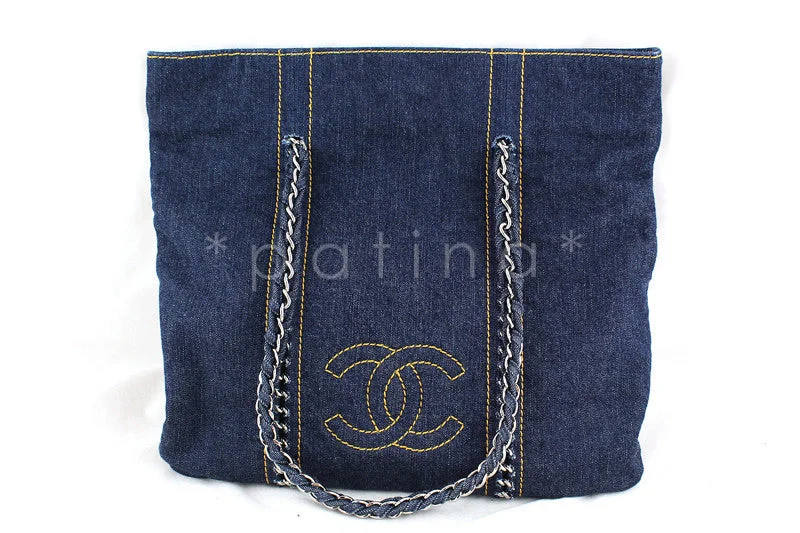 Chanel Blue Denim Luxury Ligne Vertical Tote Bag