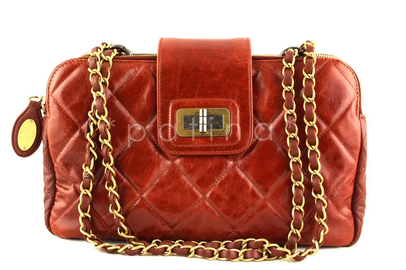 Chanel Brick Red Two-tone Reissue Lock Quilted GST Zip Shopper Tote Bag