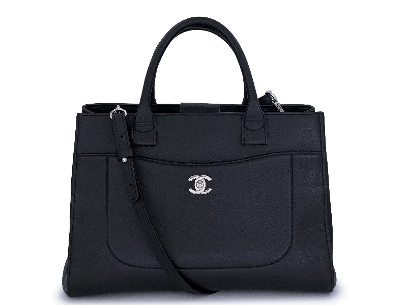 Chanel Black Calfskin Neo Executive Shopper Tote Bag w Strap Caviar