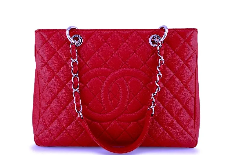 Chanel Red Caviar Classic Grand Shopper Tote GST Bag SHW