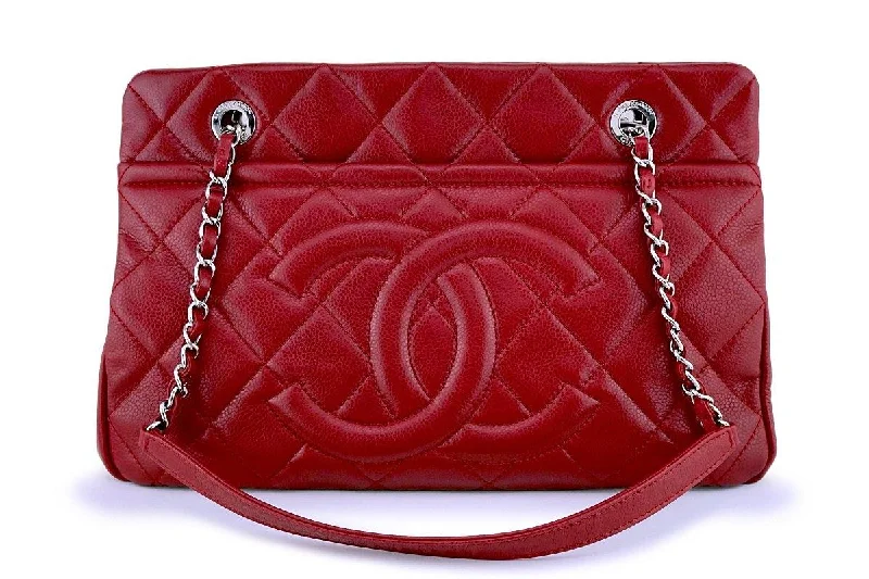 Chanel Red Caviar Timeless Classic Logo Tote Bag SHW