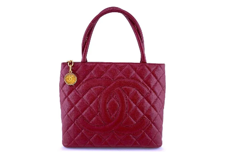 Chanel Red Caviar Timeless Medallion Shopper Tote Bag GHW