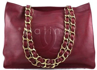 Chanel Red Large Chunky Chain Shopper Logo Tote Bag