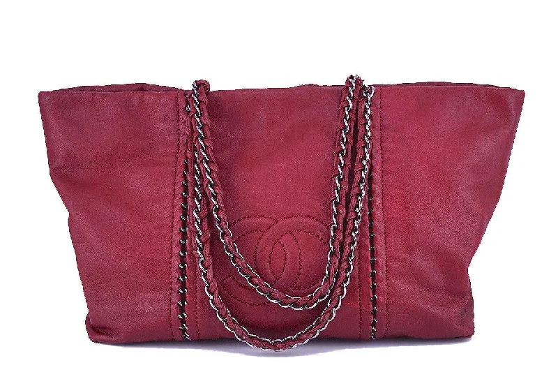 Chanel Red Large Luxury Ligne Soft Calfskin Tote Bag