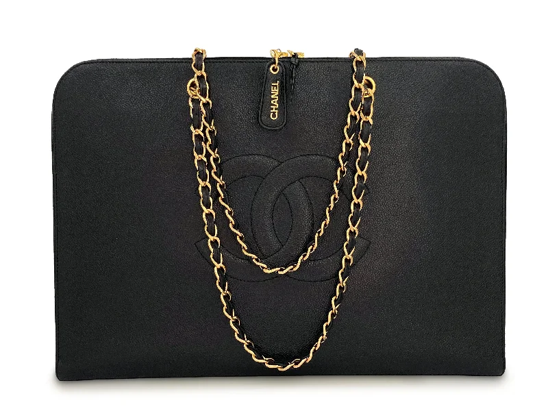 Chanel Vintage Black Caviar Portfolio Work Tote Bag 24k GHW