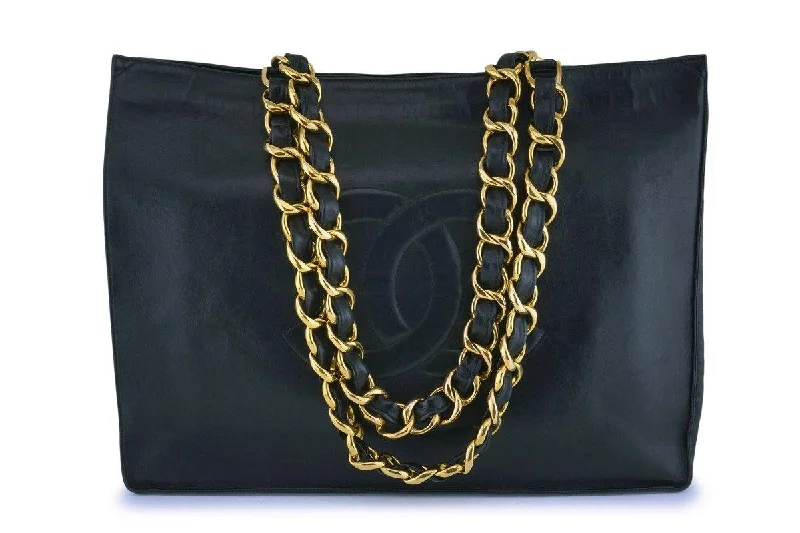 Chanel Vintage Black Chunky Chain Classic Tote Bag 24k GHW