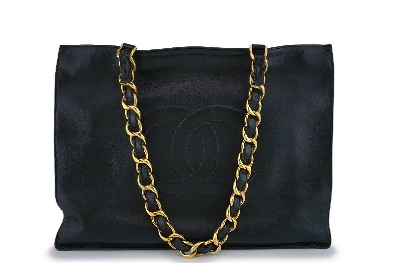 Chanel Vintage Black Chunky Chain Classic Tote Bag 24k GHW