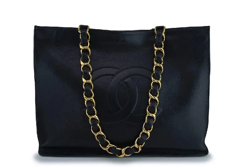 Chanel Vintage Black Grand Chunky Chain GST Shopper Tote Bag