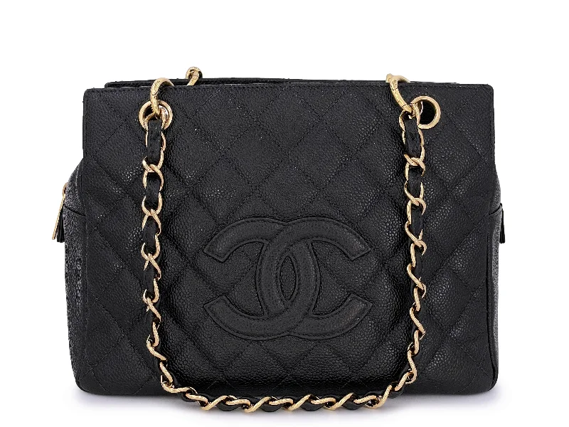 Chanel Vintage Caviar Petite Timeless Shopper Tote PTT Bag Black GHW