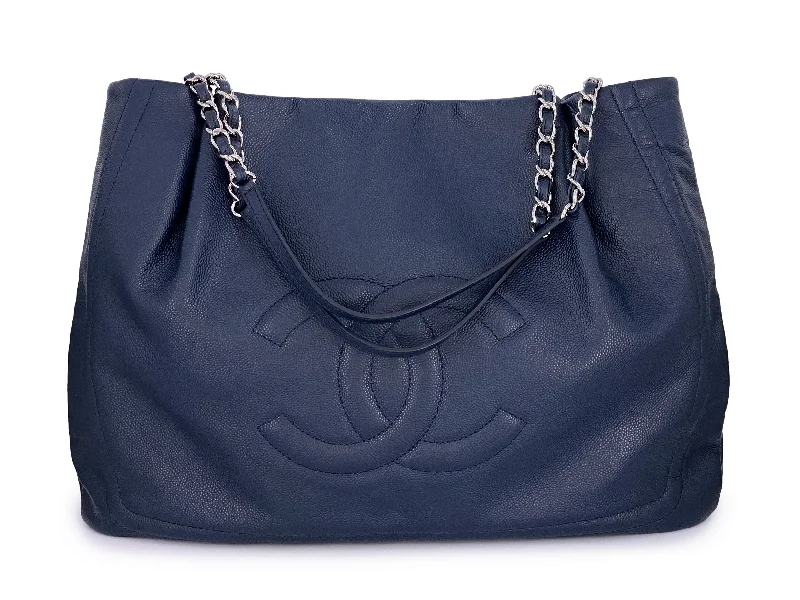 Chanel XL Giant Navy Blue Caviar Timeless Shopper Tote Bag SHW