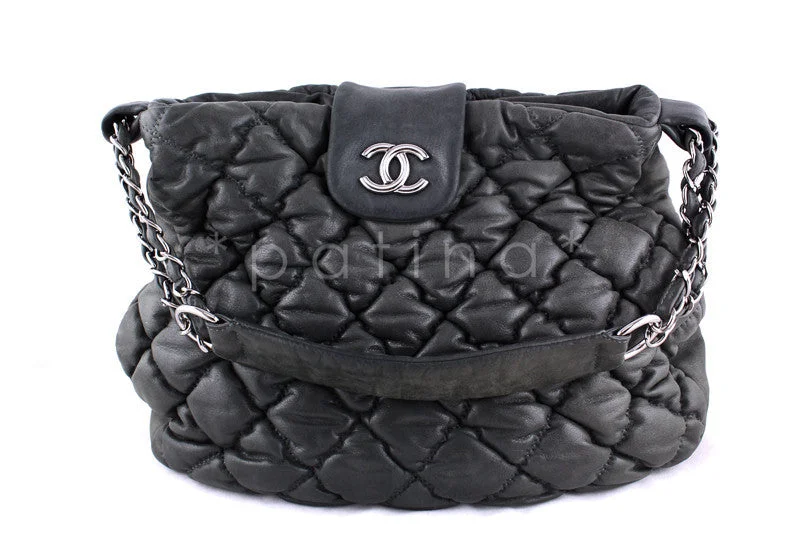 Chanel Gray Large Bubble Quilt Shopper Tote Bag