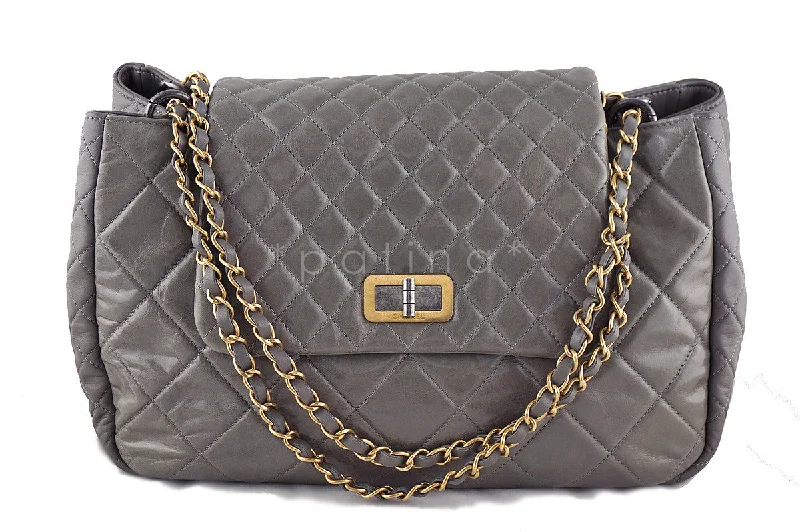 Chanel Reissue Maxi Flap Tote, Taupe Beige Two-Tone Bag