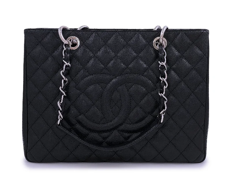 Pristine Chanel Black Caviar Grand Shopper Tote GST Bag SHW