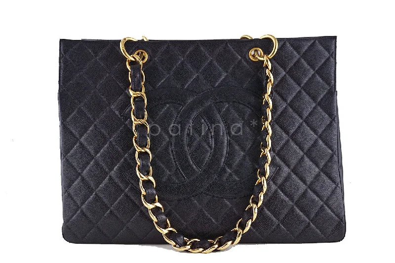 Rare Chanel Black Vintage Classic Grand Shopper Tote GST Chunky Chain Bag