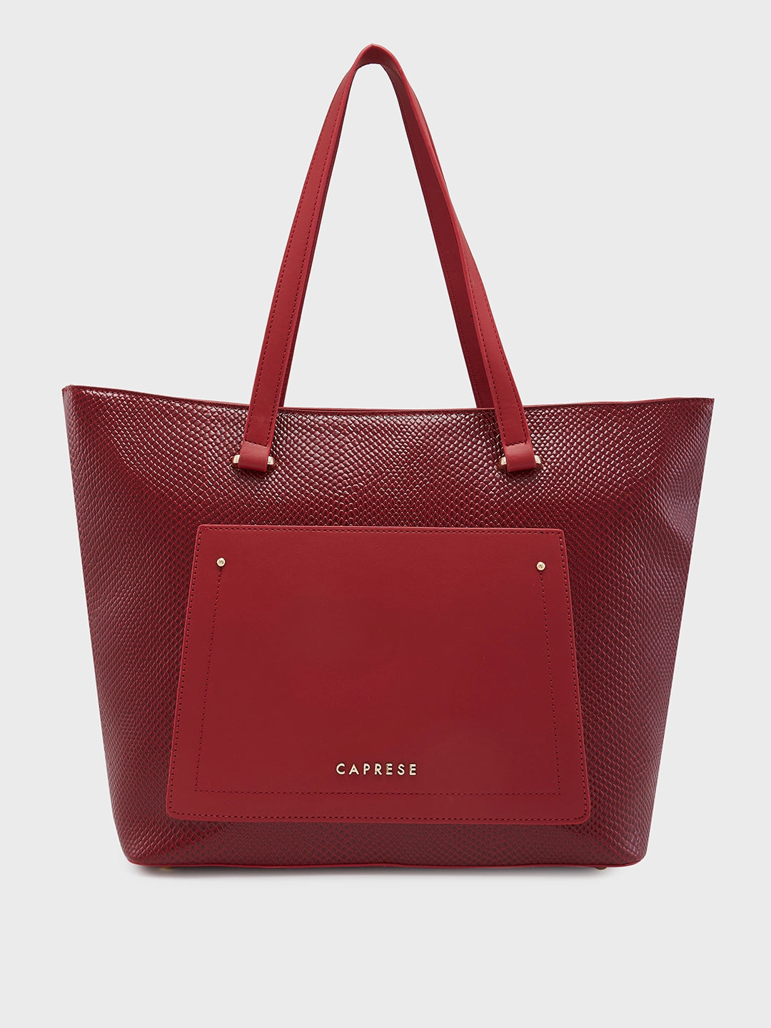 Caprese Roima Tote Large Self Design Women'S Office Handbag Red