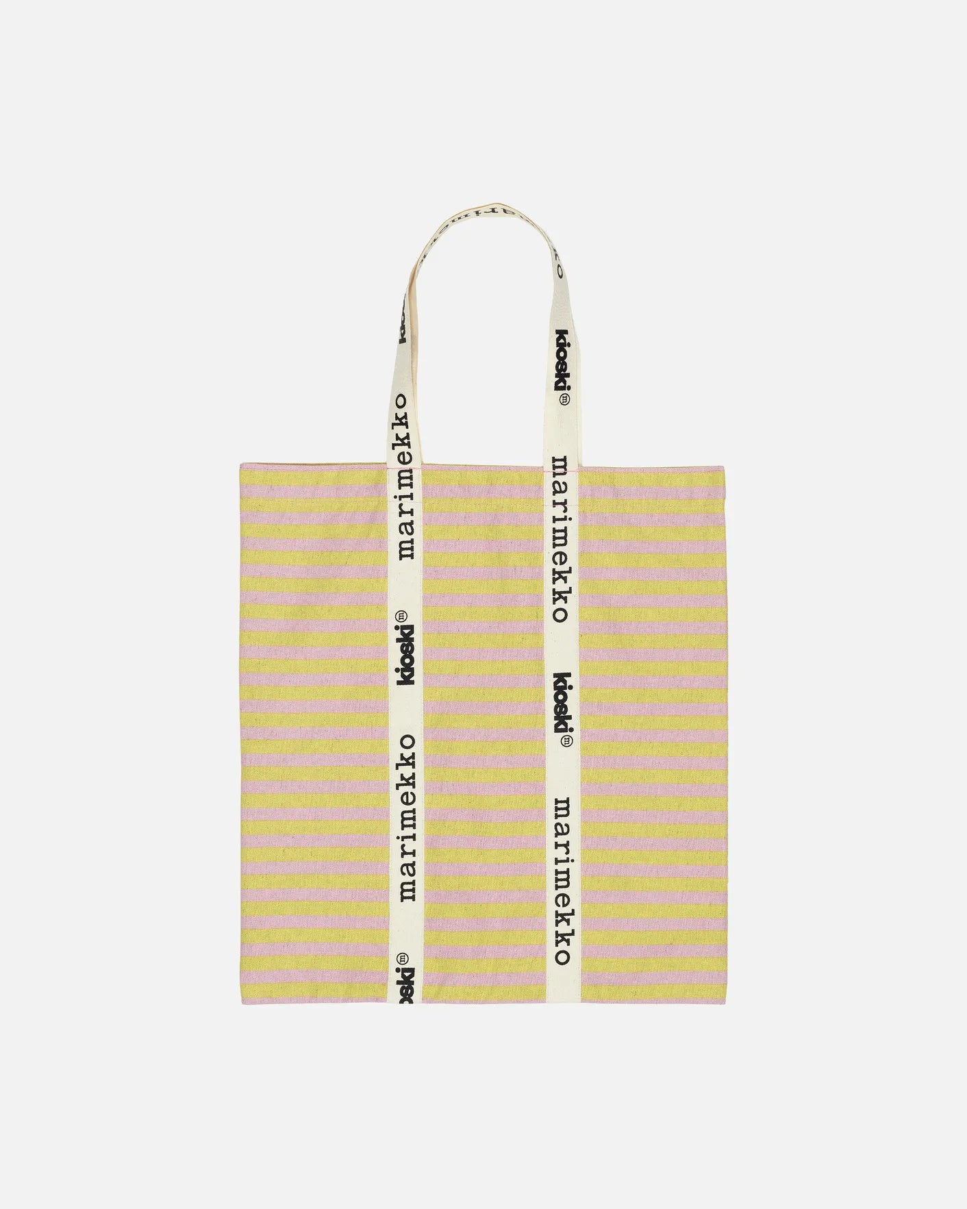 carrier midi tasaraita tote bag - pink/yellow