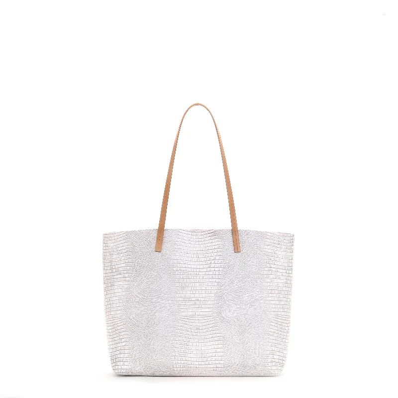 ESSENTIAL TOTE ANTIQUE WHITE EMBOSSED LIZARD