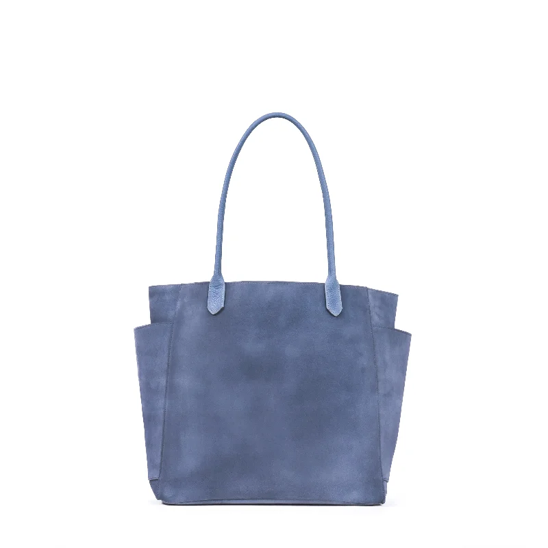 SLOUCHY POCKET TOTE CADET SUEDE