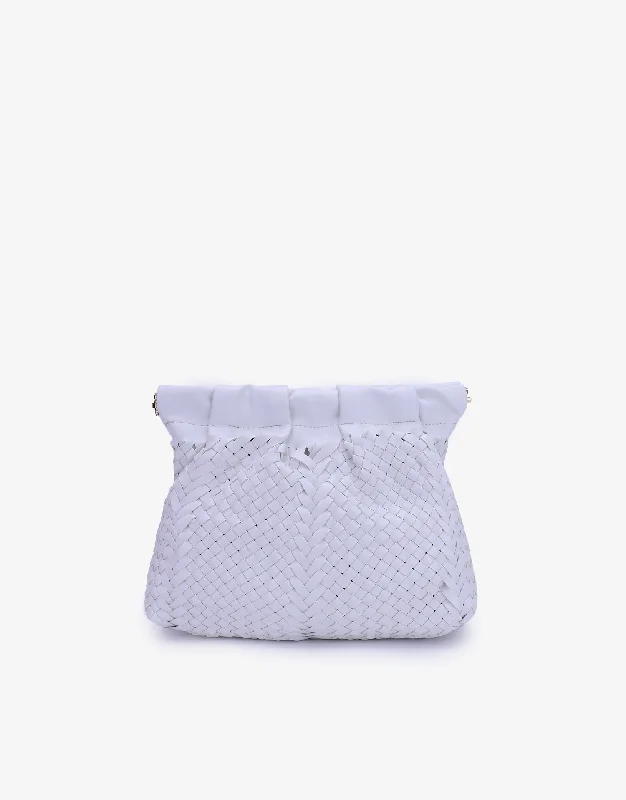 ALLENDE WOVEN CLUTCH WHITE