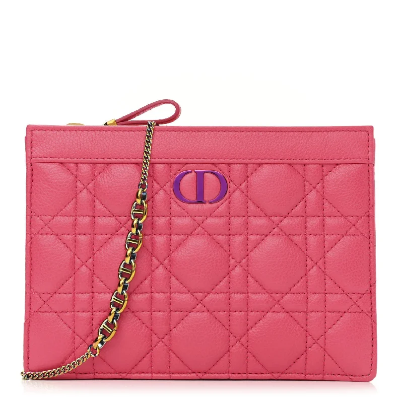 CHRISTIAN DIOR CANNAGE CARO ZIPPED POUCH WITH CHAIN