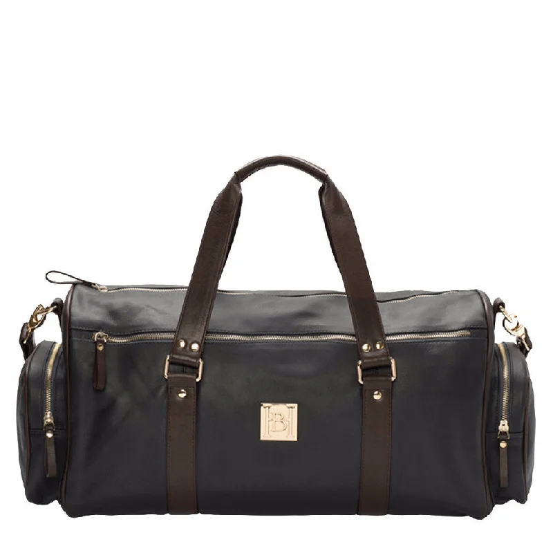 Dark Grey Leather Duffle Bag