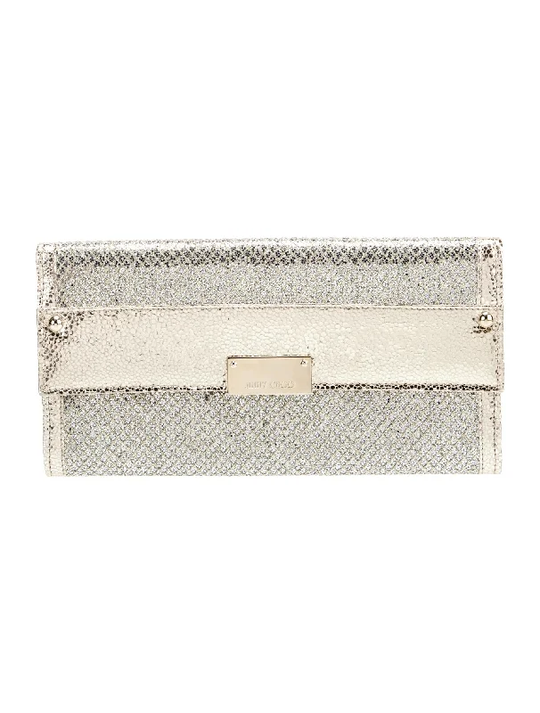 JIMMY CHOO REESE METALLIC GLITTER CLUTCH BAG